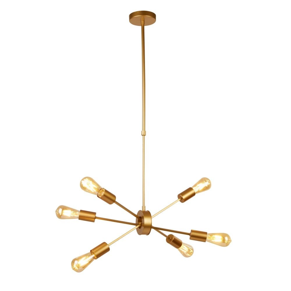 Golden pendant lamp Alpha Spider 6-light