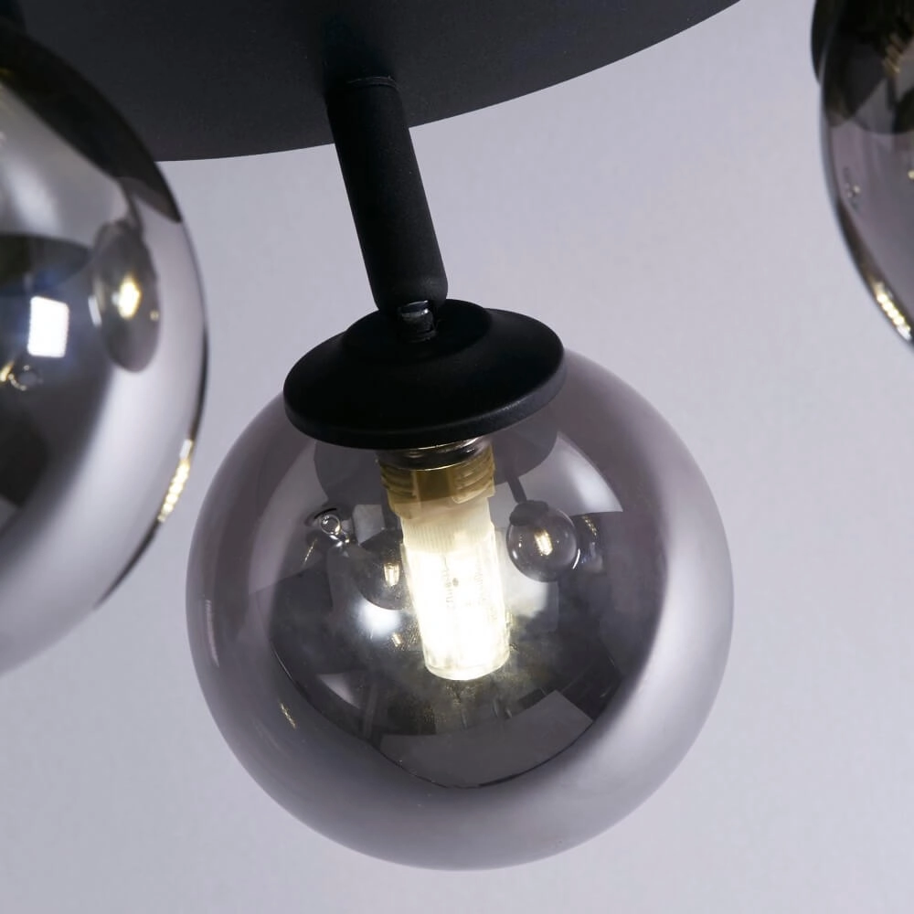 3-light ceiling lamp Crosby black with smoke glass Searchlight 5053423242002