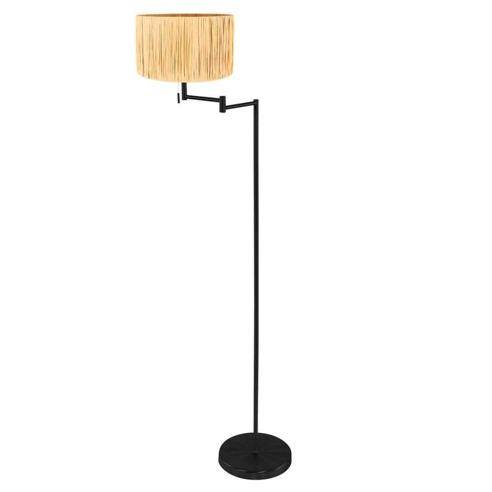Floor lamp Bella black with straw shade Steinhauer 8712746174595