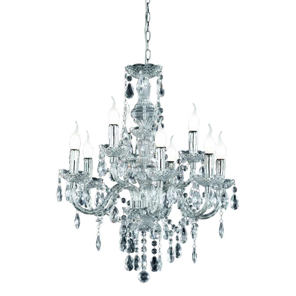 Chandelier Luster Crystal 61cm 9-light transparent