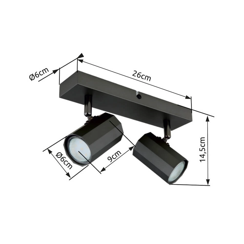 Grey ceiling lamp James double Globo 9007371459834