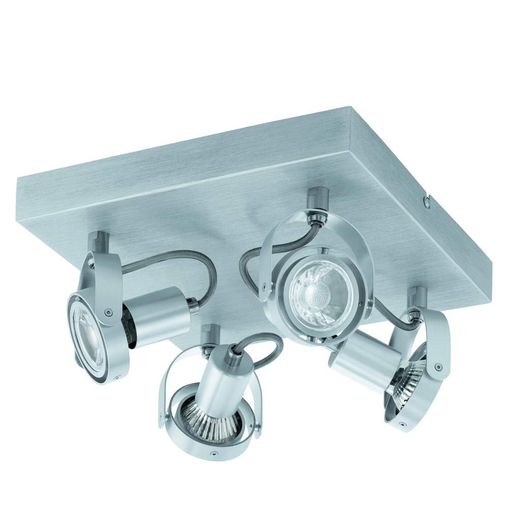 Square ceiling lamp Novorio brushed metal