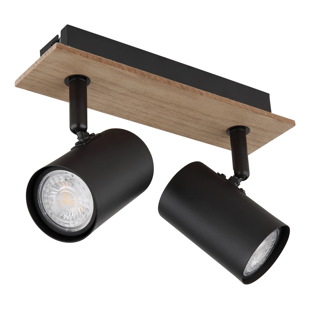 Ceiling lamp Linca 2-light black with wood Globo 9007371452941