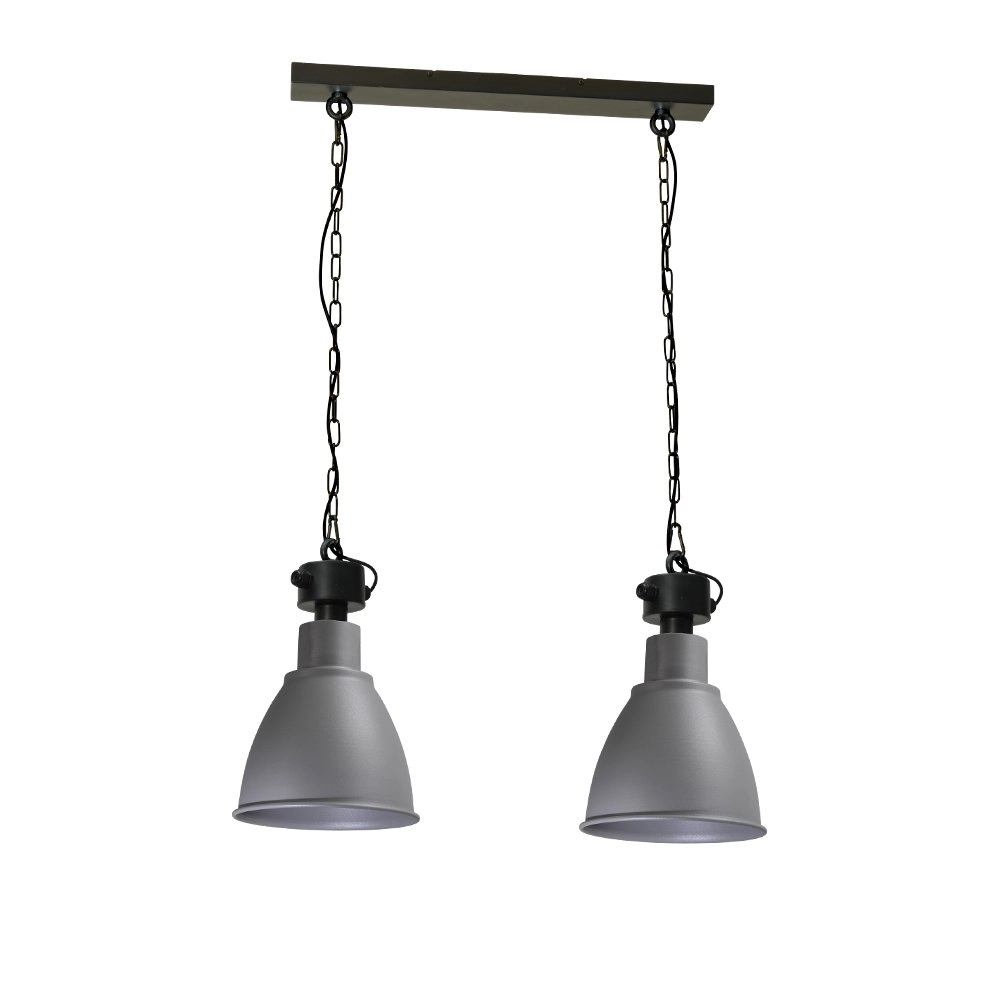 Dining room lamp Industria 2x27 Bud 2-light black with concrete gray