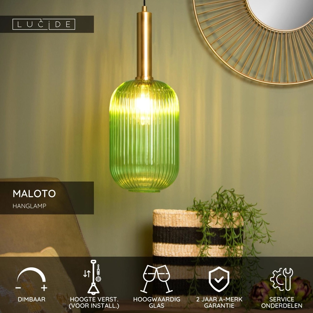 Pendant lamp Maloto Ø 20cm green Lucide 5411212451170