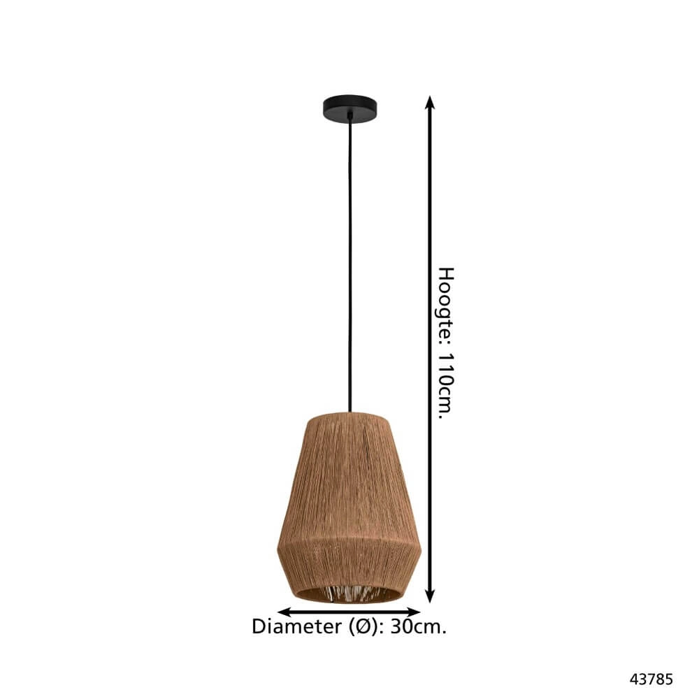 Rattan hanging lamp Alderney Ø 30cm Eglo 9002759437855