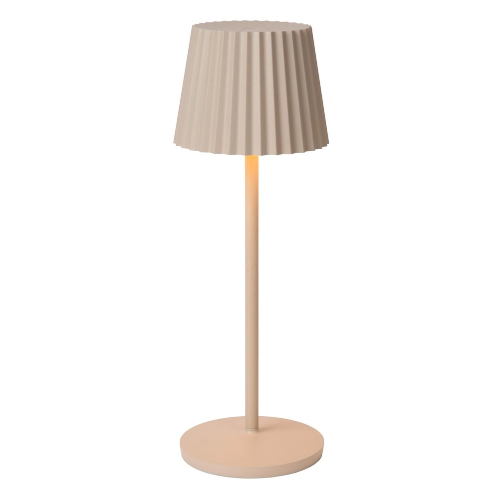 Rechargeable table lamp Justine Sand brown with charging station Lucide 5411212272232