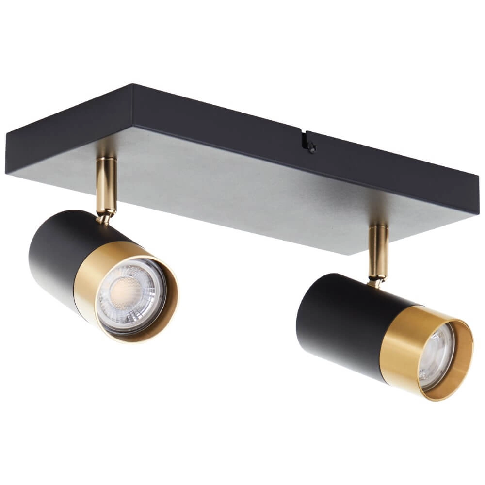 2-light surface-mounted spotlight Vigolo black with gold Brilliant 4004353441325