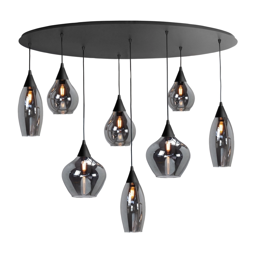 Pendant lamp Cambio Black 8-light smoke glass