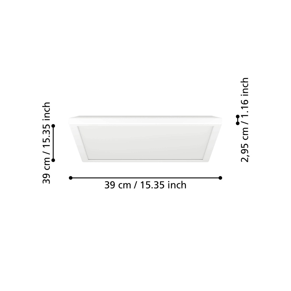 Bathroom ceiling light Rovito Square - White - 39x39cm Eglo 9008606329953