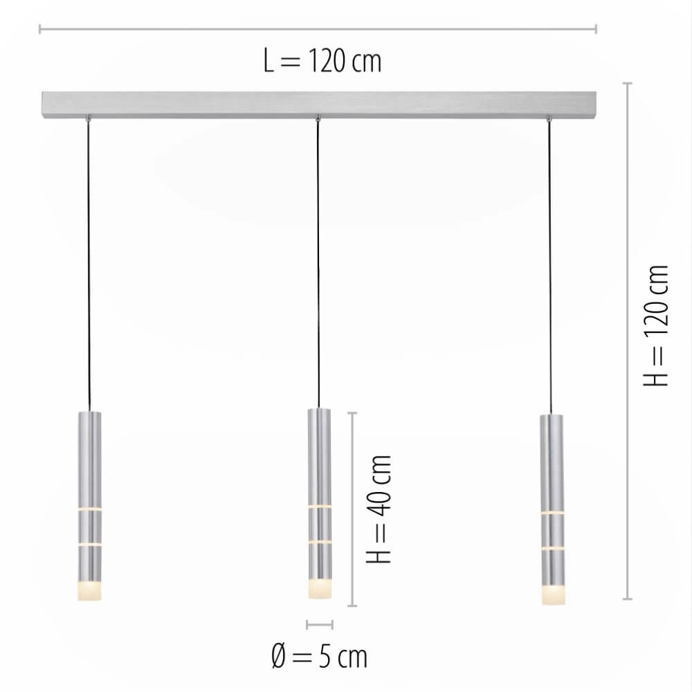 Aluminum hanging lamp Pure Vega 3-light Paul Neuhaus 4012248357590