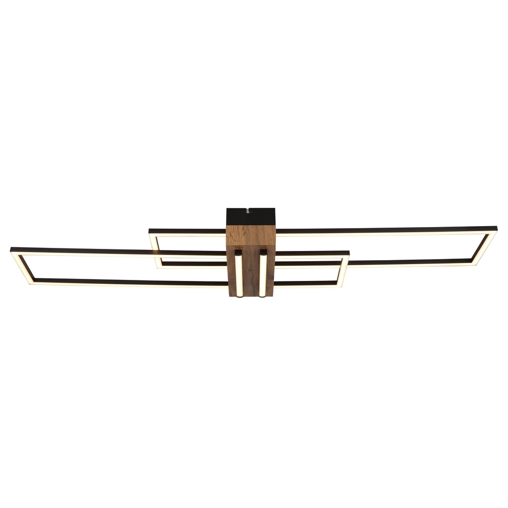 Modern ceiling lamp Dakari black with wood Globo 9007371528479