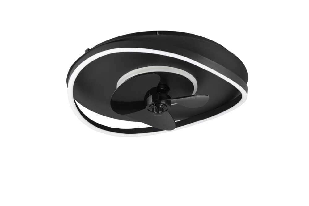 Black LED ceiling fan Sortland Trio 4017807606027