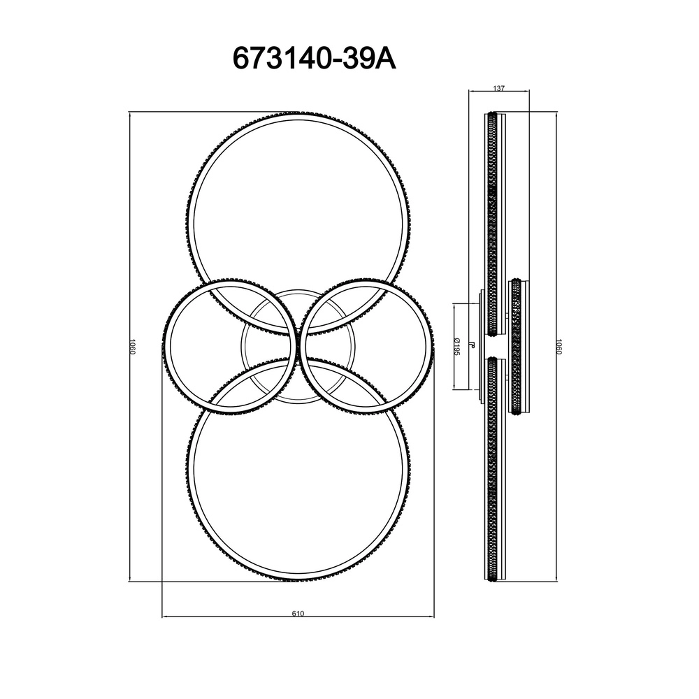 Design ceiling lamp Grouni 4 rings titanium matt Globo 9007371533879