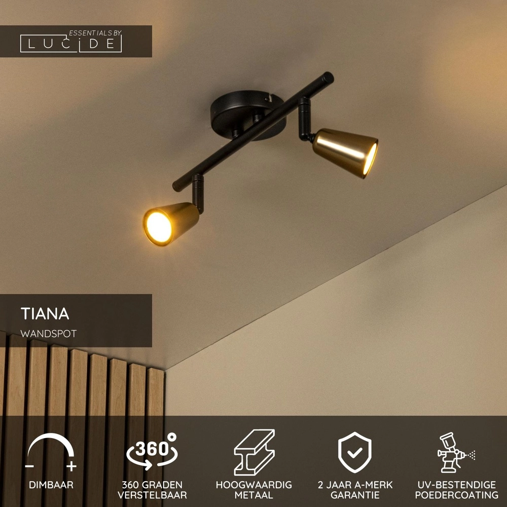 Ceiling spotlight Tiana 2-light champagne Lucide 5411212650368