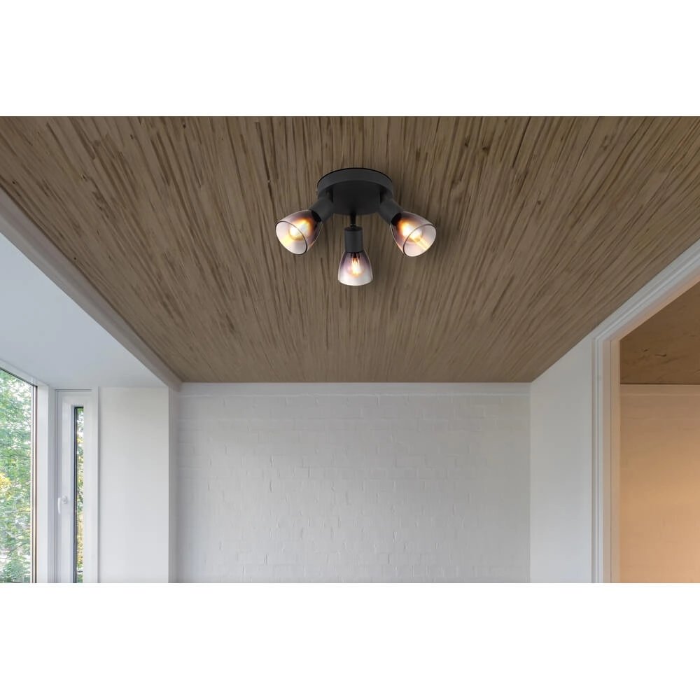 Black ceiling lamp Satella 3-light Globo 9007371452927