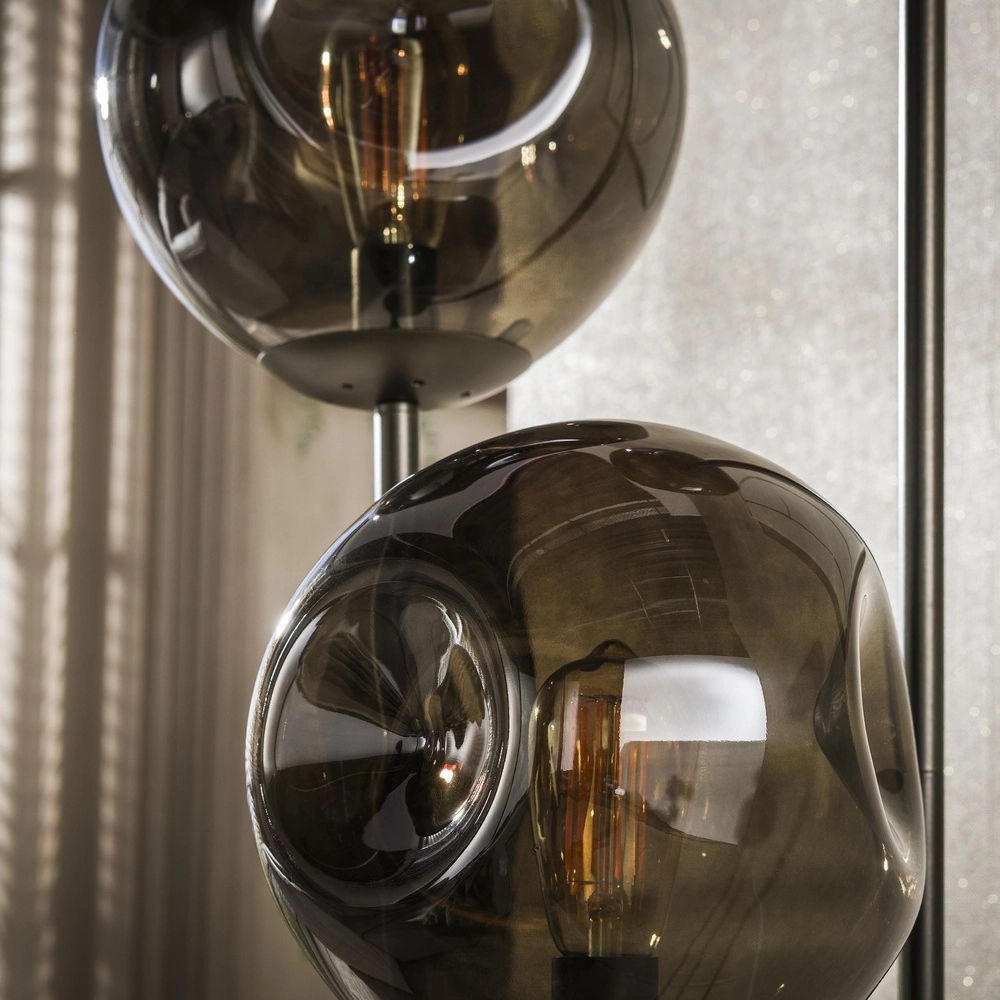 Glass floor lamp Stellar 3-light - smoke glass Lyora 8716803511613