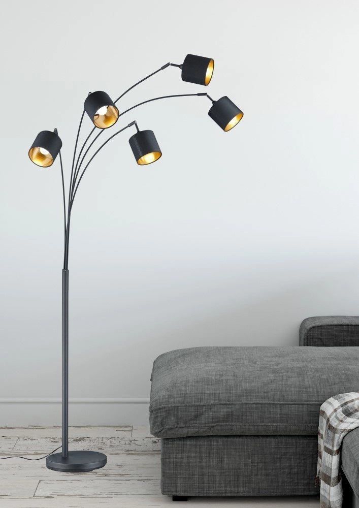 Floorlight Tommy 5-light black with gold Trio 4017807395150