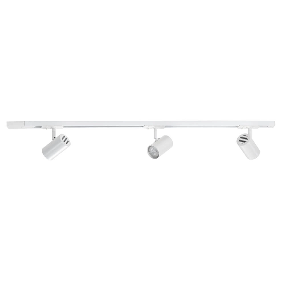 1-phase rail set 100cm Cilinder white with 3 spots