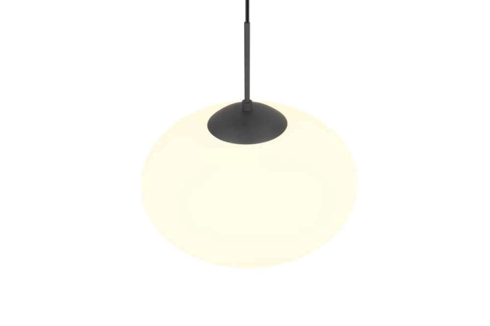 Oval pendant lamp Fomento Ø 40cm - black with white glass Trio 4017807616224