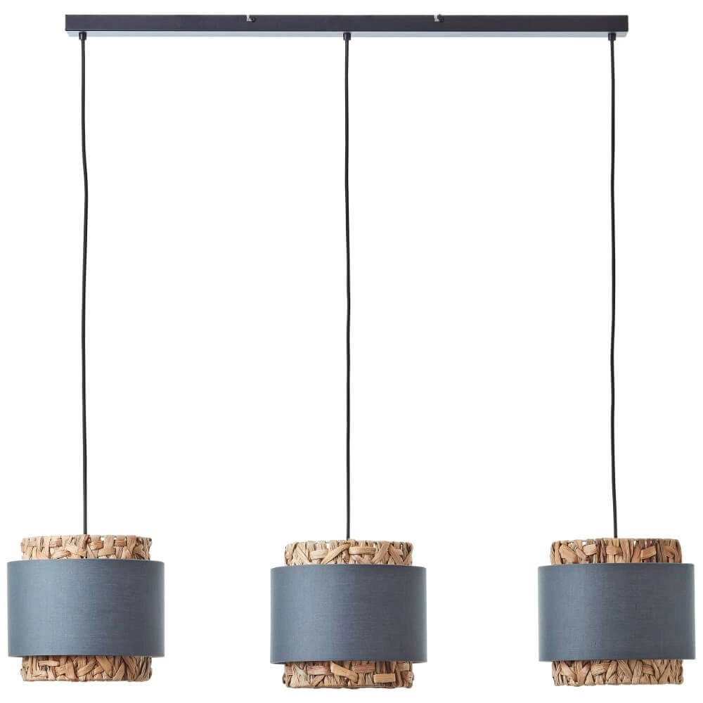 Dining room hanging lamp Waterlilly rattan with gray fabric Brilliant 4004353411885