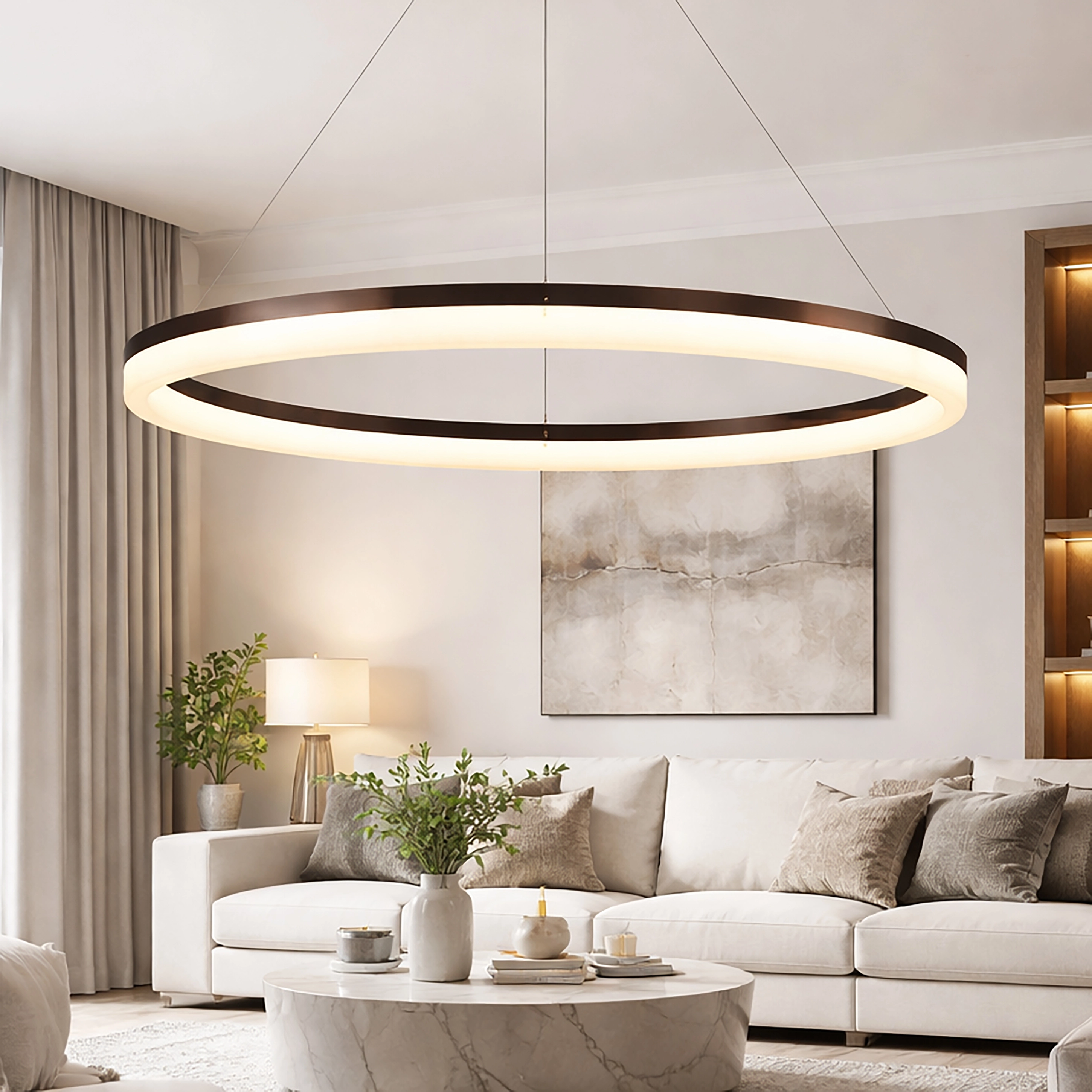 Sleek pendant lamp Ara Ø 150cm bronze Lyora 5053423316055