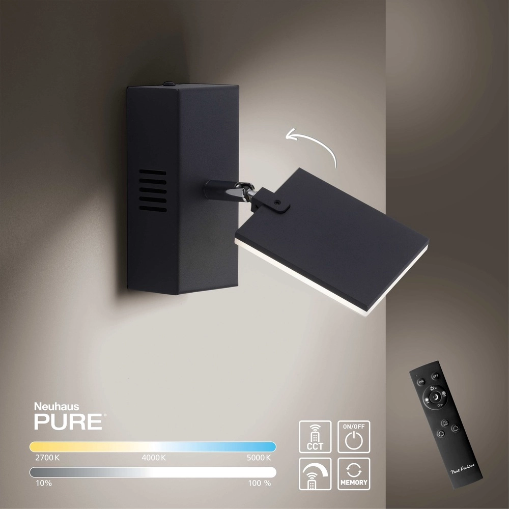 Led wall lamp Pure Mira Switch - Black Pearl Paul Neuhaus 4012248359426