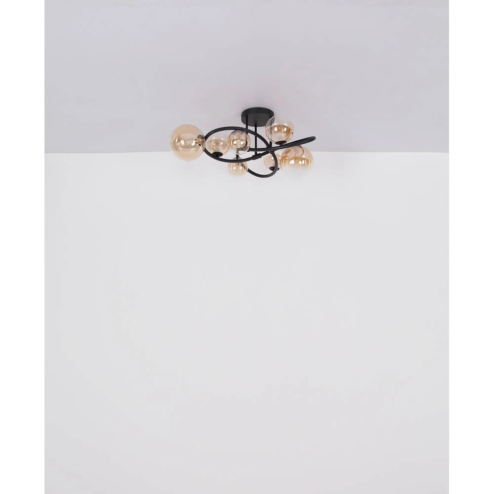 Black pendant lamp Tuberius Design 8-light Globo 9007371449446