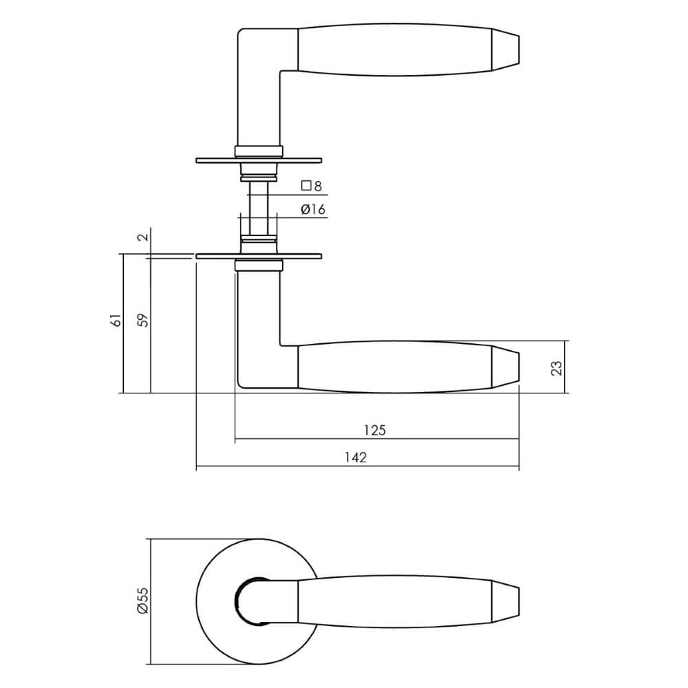 Door handle Combinatie self-adhesive rosette stainless steel Intersteel 8714186557020