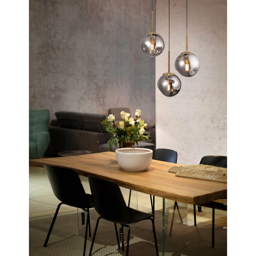 Pendant lamp Spada 3-light grey with gold