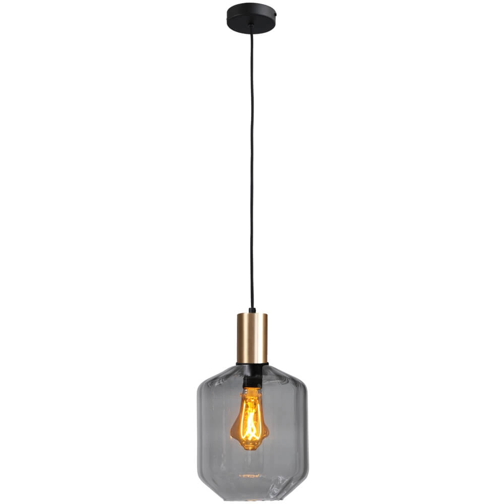 Hanging lamp gold Porto with Jagger smoke glass - Ø 19cm Masterlight 8718121269238