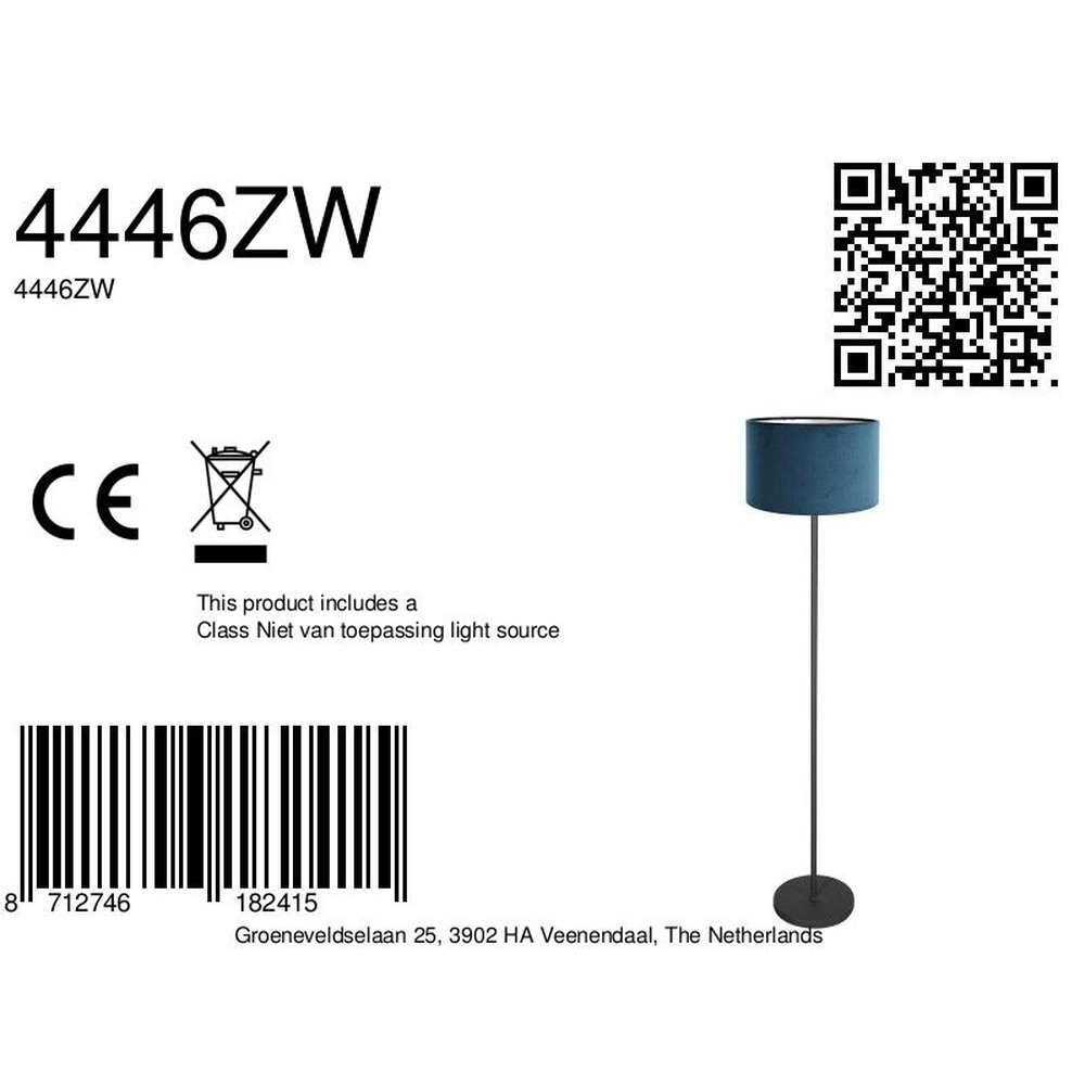 Black floor lamp Noor with blue hood Steinhauer 8712746182415