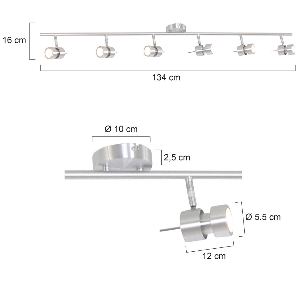 LED ceiling spot Natasja Led 6-light gray Steinhauer 8712746112054