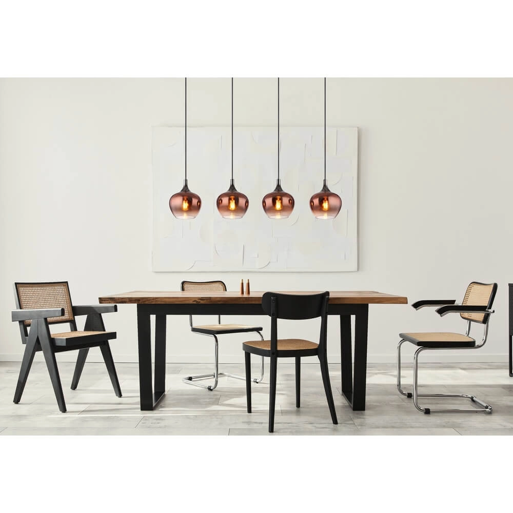 Black pendant lamp Maxy with red glass 4-lights Globo 9007371447985