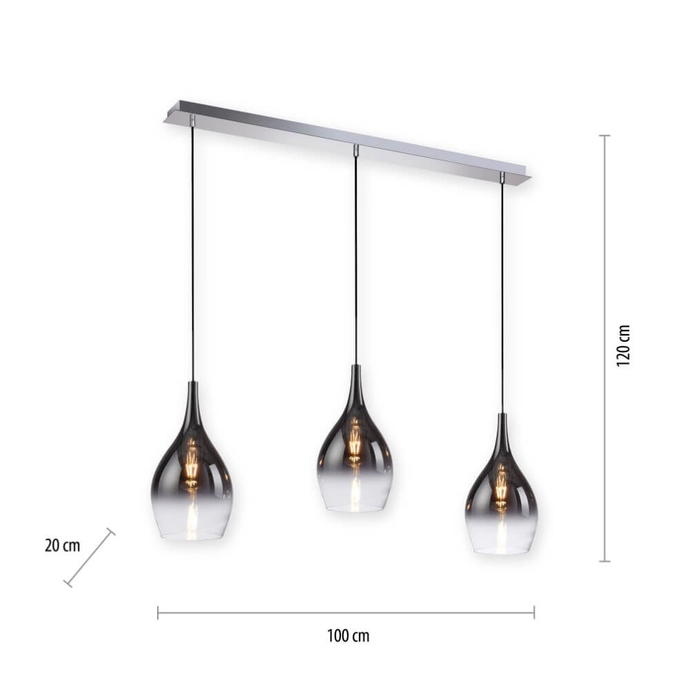 Modern pendant lamp Pilua 3-light straight Paul Neuhaus 4012248366103