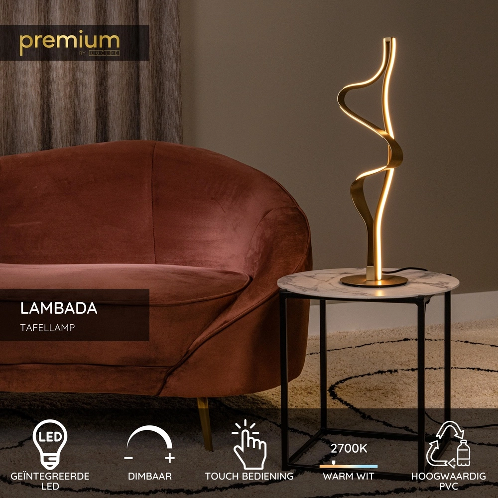 Table lamp Lambada curl gold Premium by Lucide 5411212520876