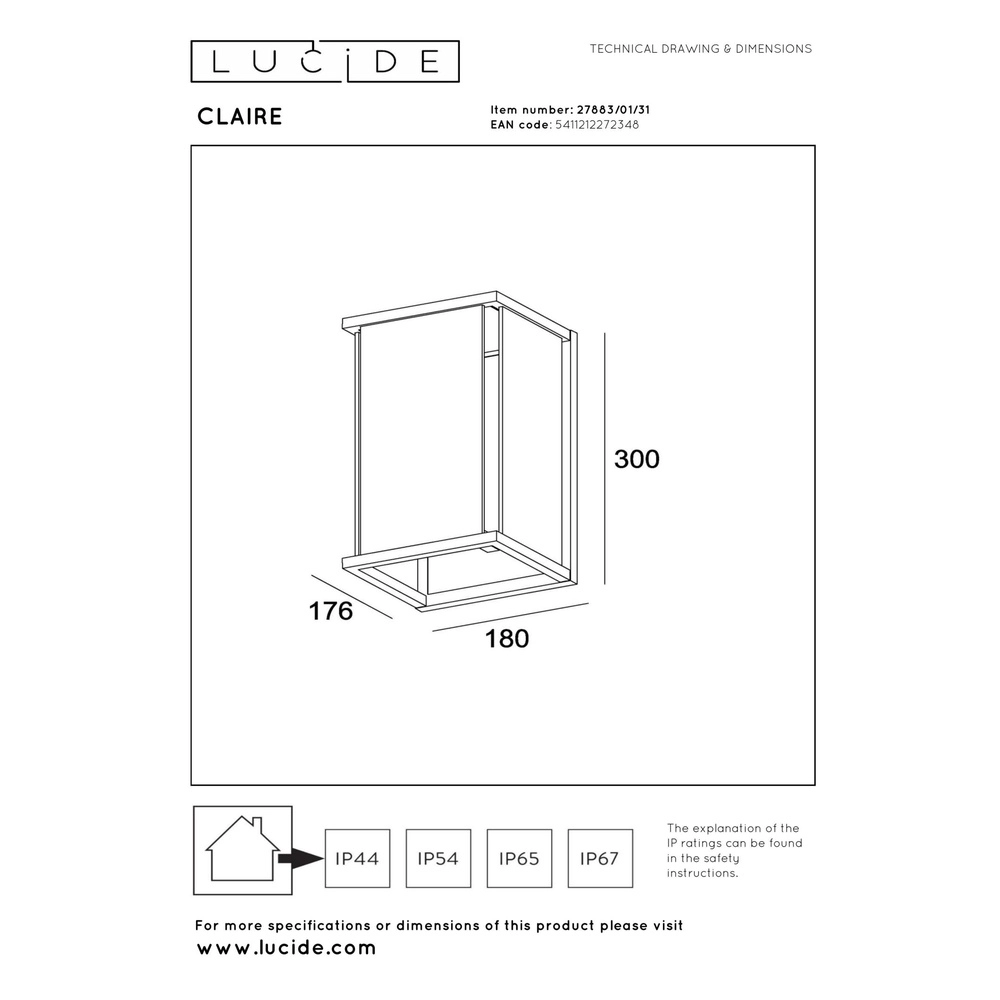Sleek wall lamp Claire only white Lucide 5411212272348