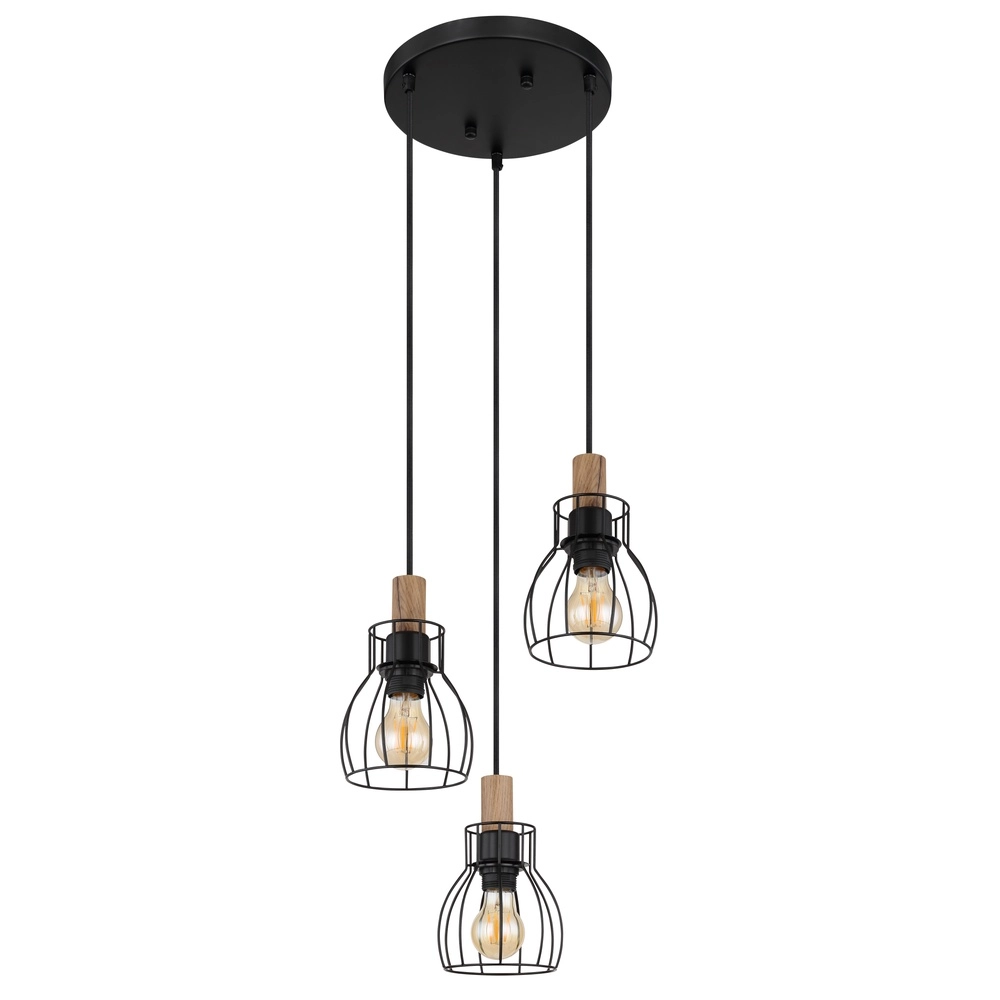 Country Pendant Lamp Mina 3-light round Globo 9007371432431