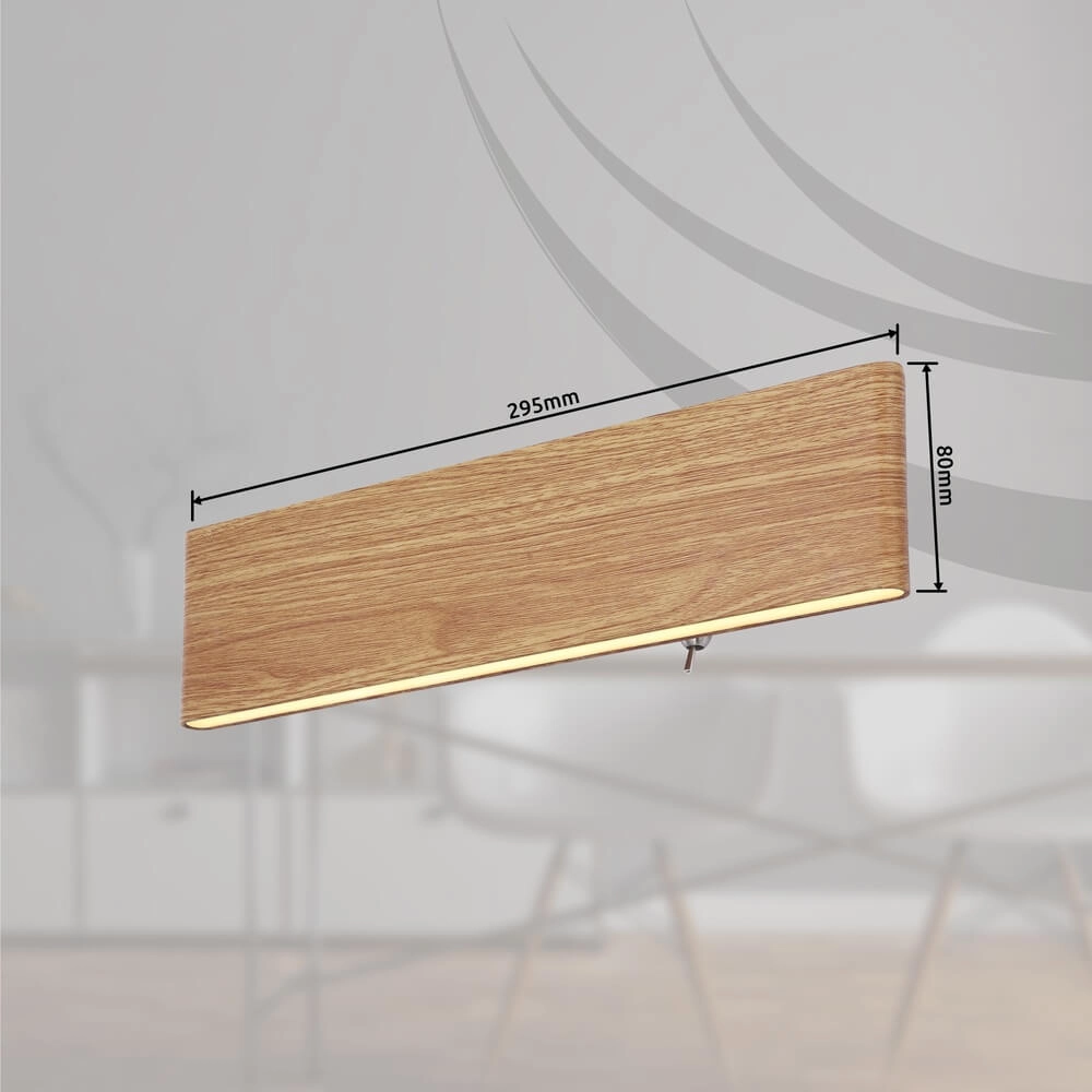 Design wall lamp Siegfried M wood with switch Globo 9007371418145