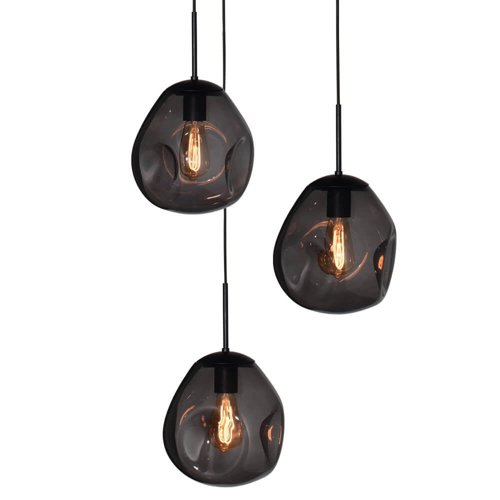 Pendant hanging lamp Lava 3x smoke glass Ø 24cm Masterlight 8718121286488