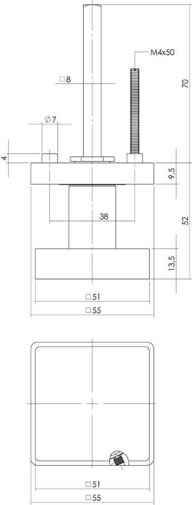 Square door knob Castor nickel matt Intersteel 8714186297452