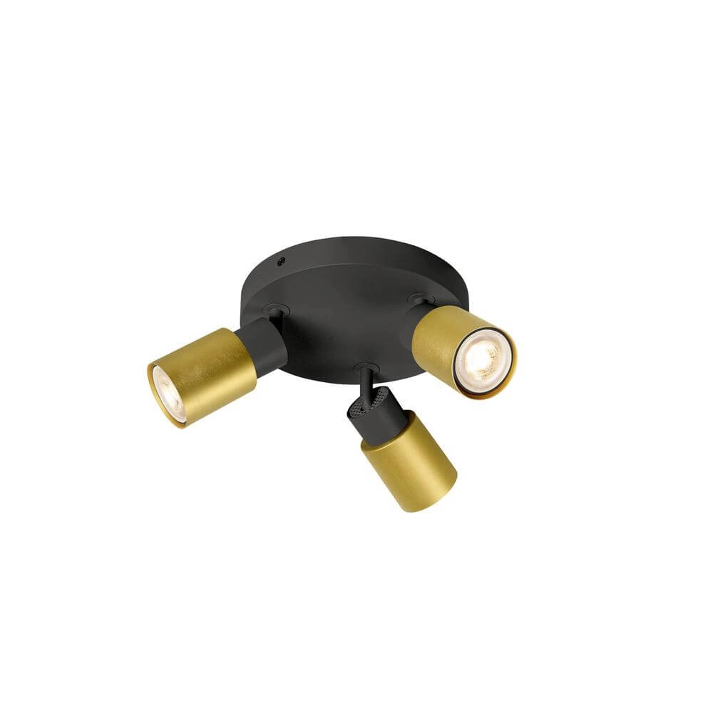 Round spotlight Puri 2.0 Tube black-gold 3-light