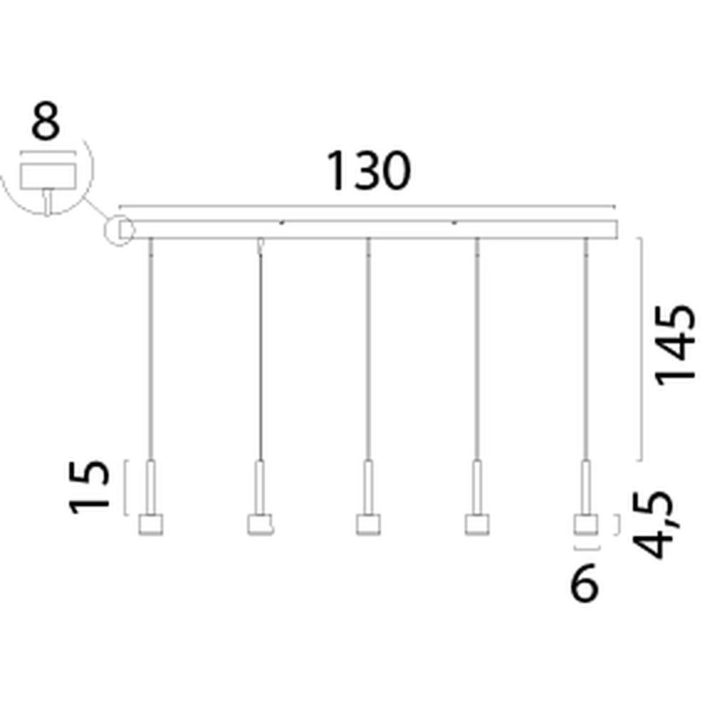 5-light pendant lamp Fabro LED - Matte Gold Masterlight 8718121316994
