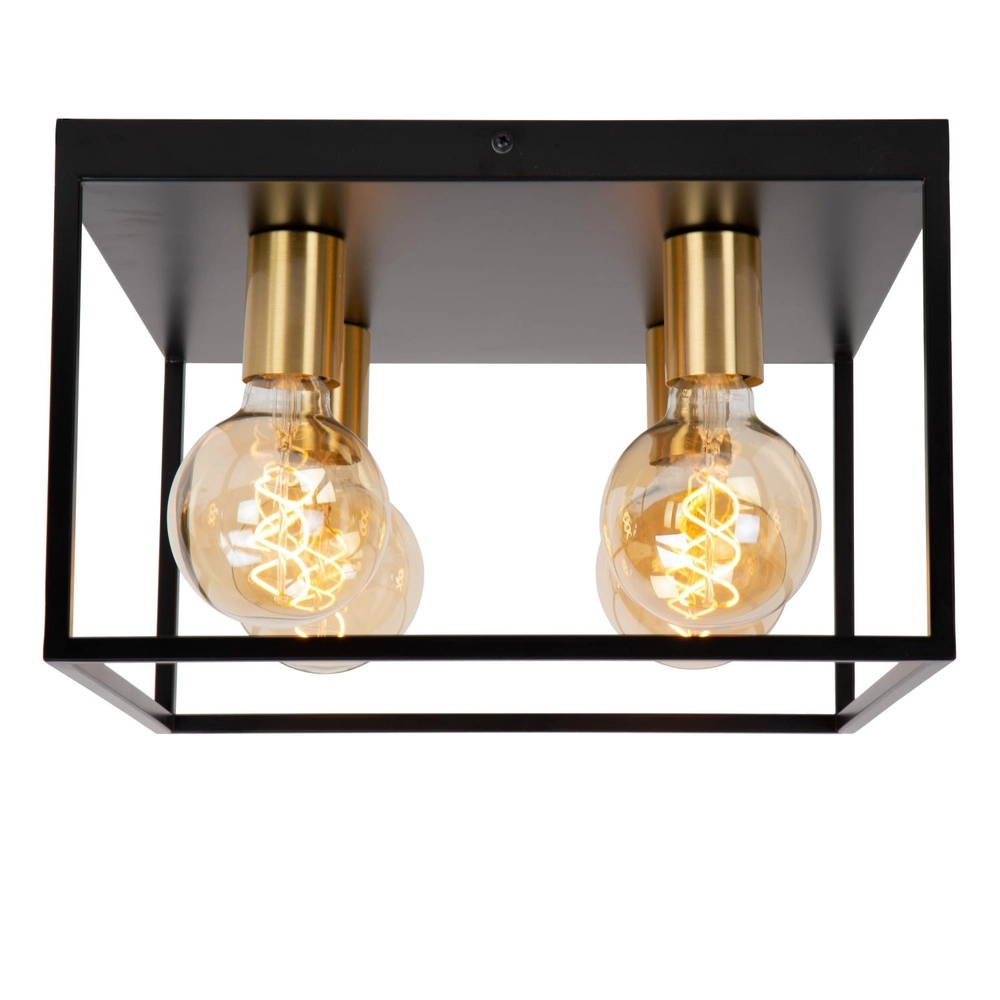 Ceiling lamp Ruben black 36cm square Lucide 5411212010919