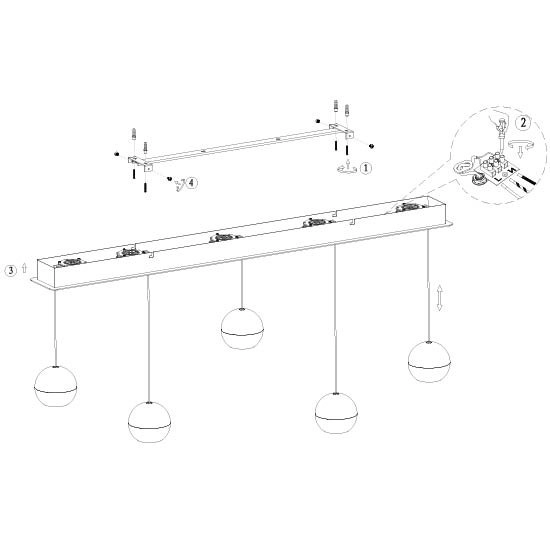 5-light dining table pendant lamp Belluno LED - Black with Glass Steinhauer 8712746183900