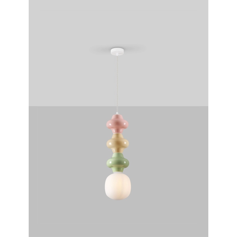 Pendant lamp Clio L white glass with colored ceramic Lyora 5212017461315