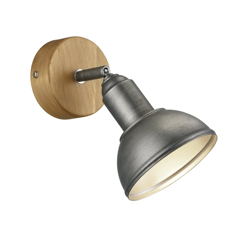 Wooden wall lamp Delhi with antique silver spot