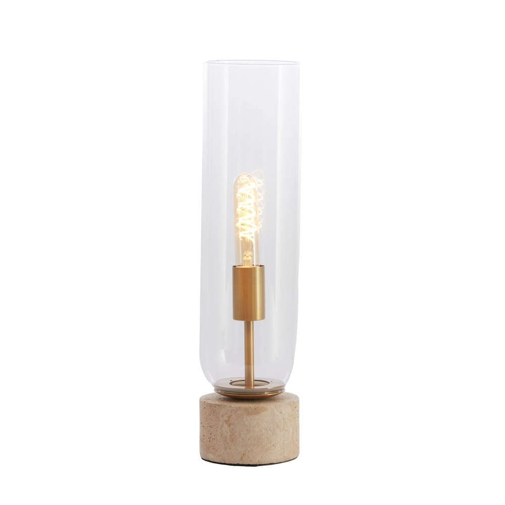 Glass table lamp Rylano 47cm - with travertine Light & Living 8717807730680