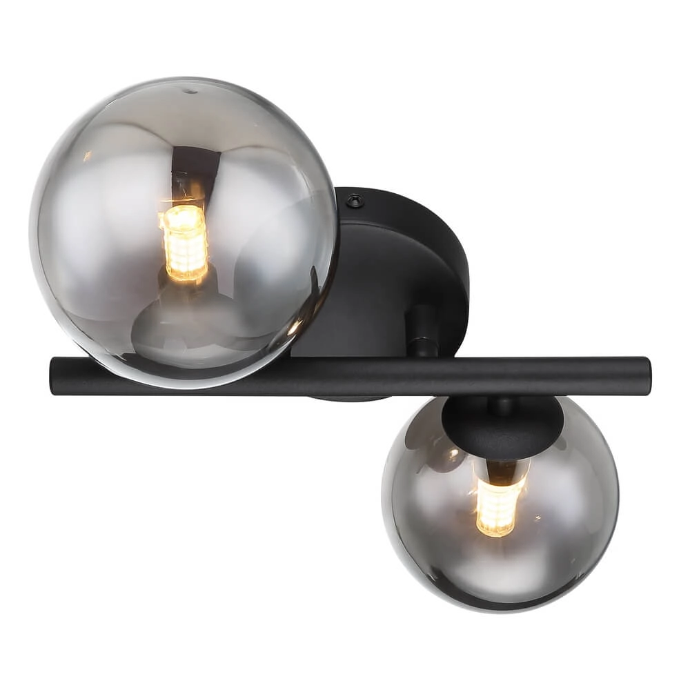 Black wall lamp Riha 2-light Globo 9007371434237