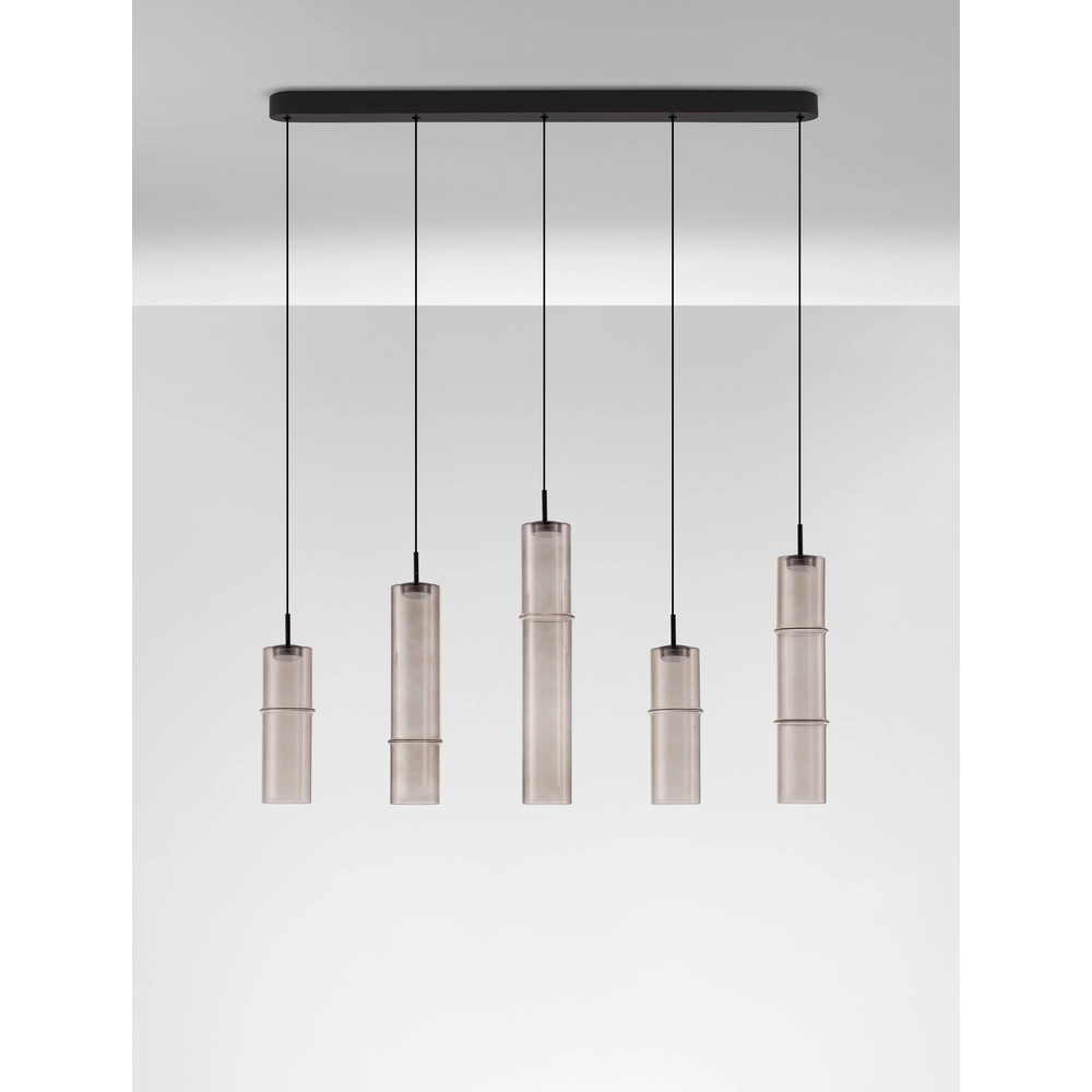 Unique pendant lamp Sano straight 5-light smoke glass Lyora 5212017474070